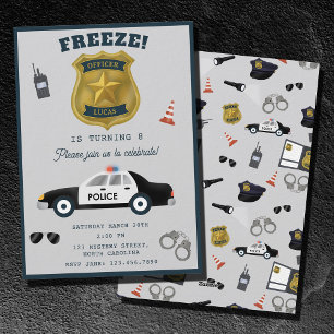 Invitación Fiesta de Cumpleaños con Tema de Policía Policía A
