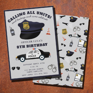 Invitación Fiesta de Cumpleaños con Tema de Policía Policía A