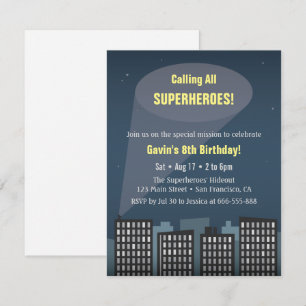Invitación Fiesta de Cumpleaños con Tema de Superhéroes