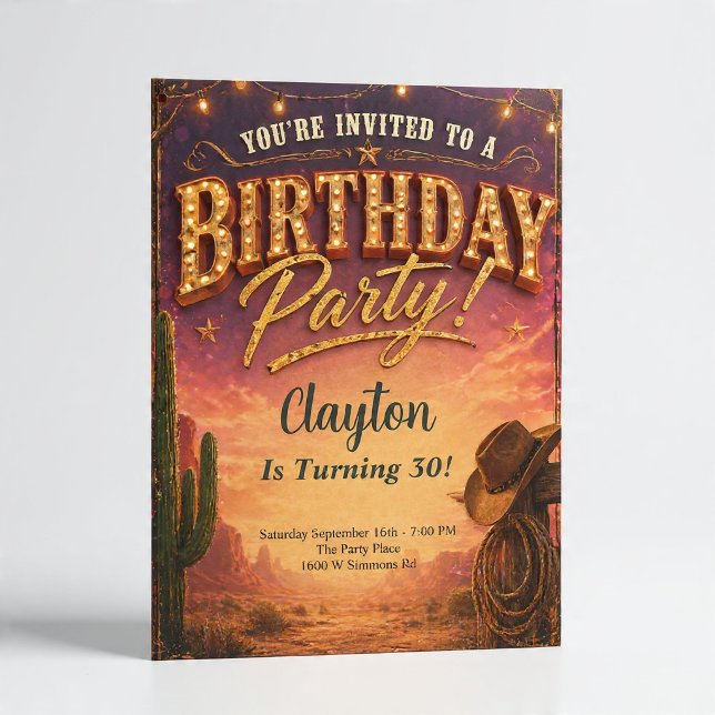 Invitación Fiesta de cumpleaños con tema de vaquero occidenta (Subido por el creador)