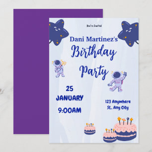 Invitación Fiesta de cumpleaños con tema espacial