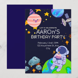 Invitación Fiesta de cumpleaños con tema espacial 
