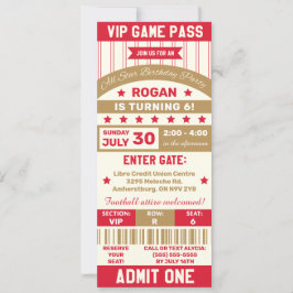 Invitación Fiesta de cumpleaños con temas de deportes Red & G