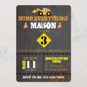 Invitación Fiesta de cumpleaños con temática de construcción
