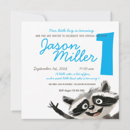 Invitación Fiesta de cumpleaños con temática de Racoon para e