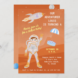 Invitación Fiesta de cumpleaños con temática masculina astron