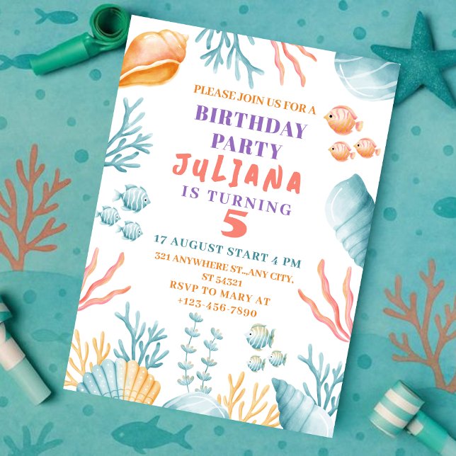 Invitación Fiesta de cumpleaños con temática oceánica bajo el (Subido por el creador)