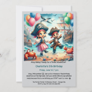 Invitación Fiesta de cumpleaños con temática pirata