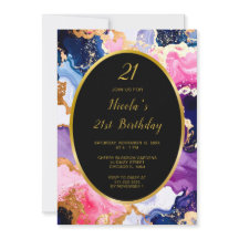 Fiesta de cumpleaños con tinta rosa, azul marino y