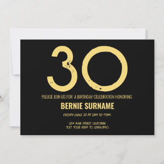 Invitación Fiesta de cumpleaños con tipografía simple para 30
