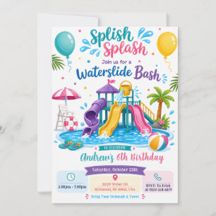 Invitación Fiesta de Cumpleaños con Tobogán de Agua Personali