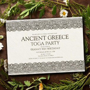 Invitación Fiesta de cumpleaños con toga de la antigua Grecia