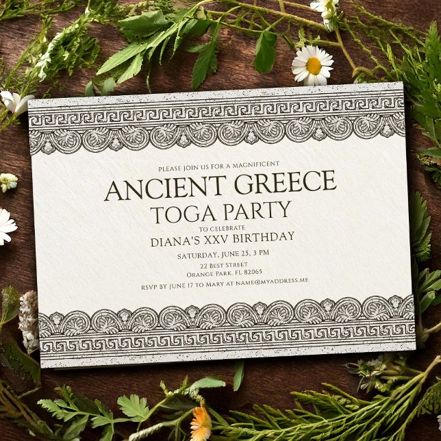 Invitación Fiesta de cumpleaños con toga de la antigua Grecia (Subido por el creador)