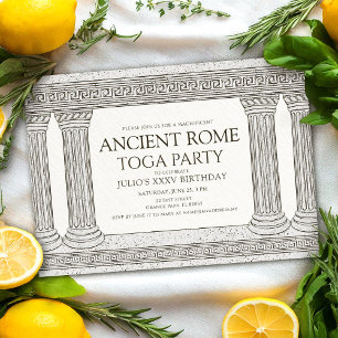 Invitación Fiesta de cumpleaños con toga de la Antigua Roma c