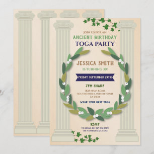 Invitación Fiesta de Cumpleaños con Toga Pergamino Ivy Romano