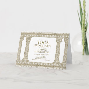 Invitación Fiesta de cumpleaños con toga y columnas elegantes