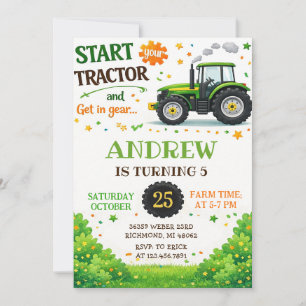 Invitación Fiesta de cumpleaños con Tractor Personal