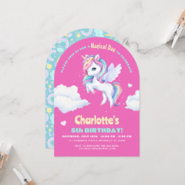 Invitación Fiesta de cumpleaños con unicornio.