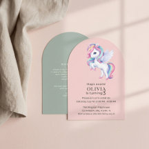 Invitación fiesta de cumpleaños con unicornio.