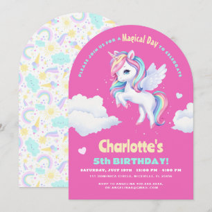 Invitación Fiesta de cumpleaños con unicornio.