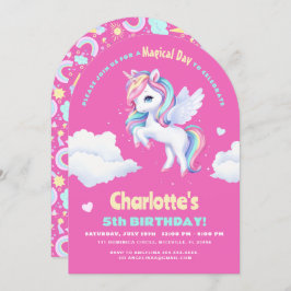 Invitación Fiesta de cumpleaños con unicornio.