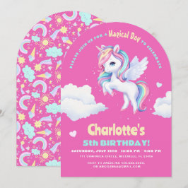 Invitación Fiesta de cumpleaños con unicornio.
