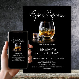Invitación Fiesta de Cumpleaños con Vaso de Whisky Perfeccion