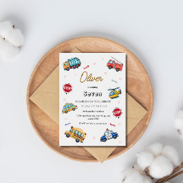 Invitación Fiesta de cumpleaños con vehículo de servicio lind