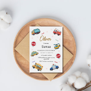Invitación Fiesta de cumpleaños con vehículo de servicio lind