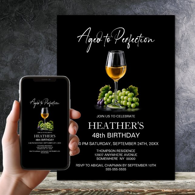 Invitación Fiesta de Cumpleaños con Vino Blanco Envejecido a  (Subido por el creador)
