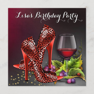 Invitación Fiesta de cumpleaños con vino tinto