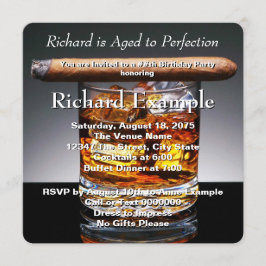 Invitación Fiesta de cumpleaños con Whiskey y Cigarro