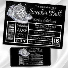 Invitación Fiesta de Cumpleaños con Zapatillas de Diamantes