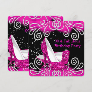 Invitación Fiesta de Cumpleaños con Zapatos de Tacón Alto de
