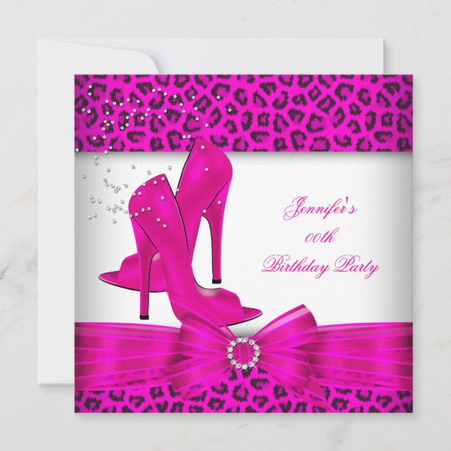 Invitación Fiesta de Cumpleaños con Zapatos de Tacón Alto de  (Anverso)