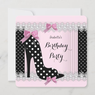 Invitación Fiesta de Cumpleaños con Zapatos de Tacón Alto de