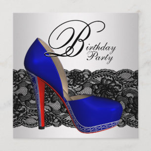 Invitación Fiesta de Cumpleaños con Zapatos de Tacón Alto Neg