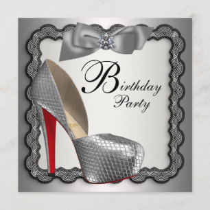 Invitación Fiesta de Cumpleaños con Zapatos de Tacón Alto Neg