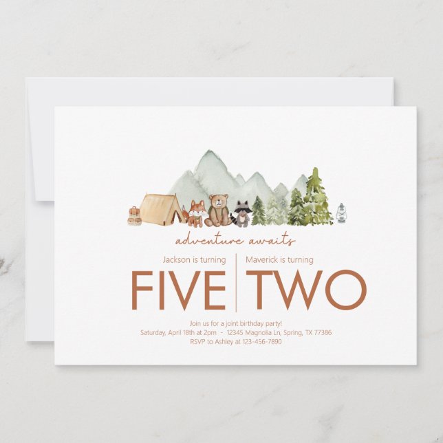 Invitación Fiesta de cumpleaños conjunta - Aventura espera te (Anverso)