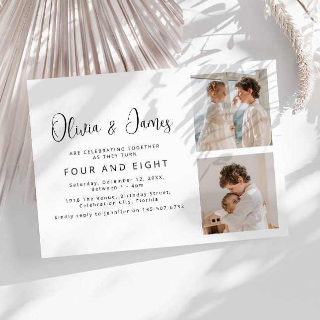 Invitación Fiesta de cumpleaños conjunta con collage de fotos (Subido por el creador)