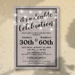 Invitación Fiesta de cumpleaños conjunta de adultos rusos<br><div class="desc">Invitaciones rústicas de cumpleaños conjuntos para adultos con fondo de madera clara,  un elegante borde negro,  luces de cuerda y una plantilla de fiesta gemela que es fácil de personalizar.</div>