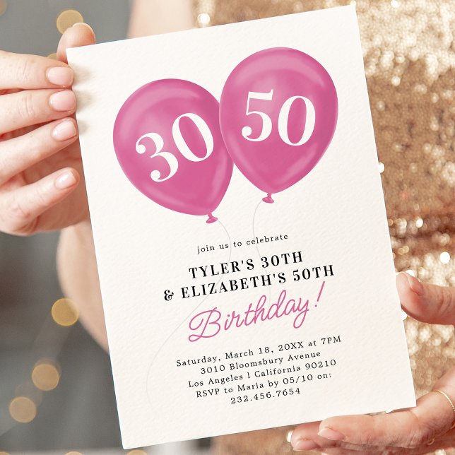 Invitación Fiesta de cumpleaños conjunta de celebración doble (Subido por el creador)