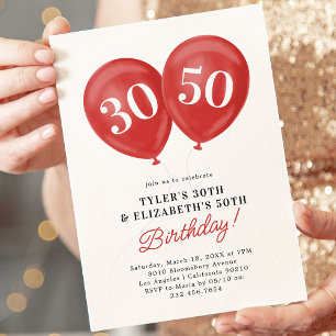 Invitación Fiesta de Cumpleaños Conjunta de Doble Celebración