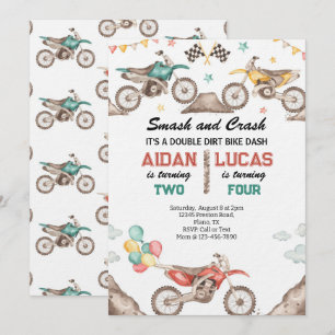 Invitación Fiesta de Cumpleaños Conjunta de Moto de Cross