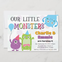 Fiesta de cumpleaños conjunta de pequeños monstruo