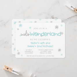 Invitación Fiesta de cumpleaños conjunta de Winter Wonderland