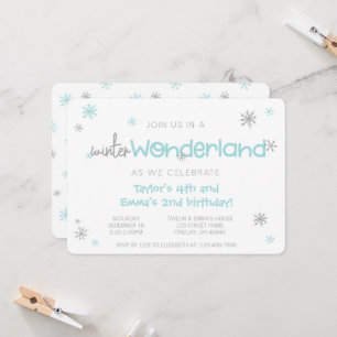 Invitación Fiesta de cumpleaños conjunta de Winter Wonderland
