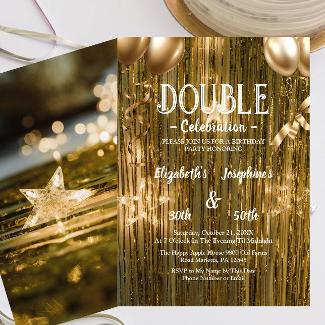 Invitación Fiesta de cumpleaños conjunta doble para adultos G (Subido por el creador)