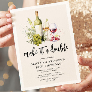 Invitación Fiesta de Cumpleaños Conjunta Doble Vino