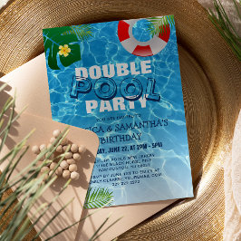 Invitación Fiesta de cumpleaños conjunta en piscina doble gen